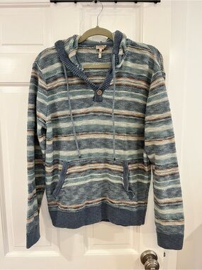 Faherty Men's Hooded knit Striped Pullover Sweater - Blue